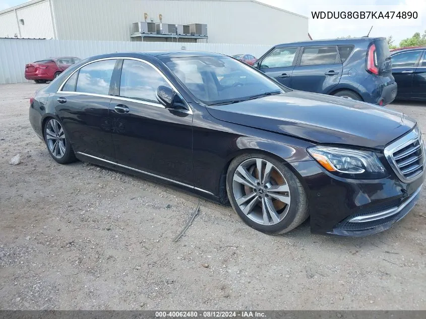 2019 Mercedes-Benz S 560 4Matic VIN: WDDUG8GB7KA474890 Lot: 40062480