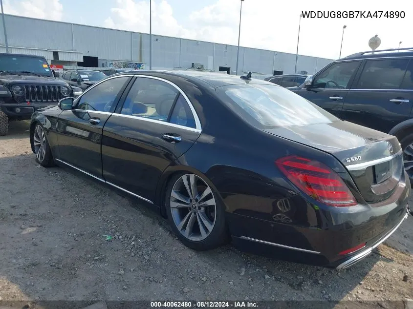 2019 Mercedes-Benz S 560 4Matic VIN: WDDUG8GB7KA474890 Lot: 40062480