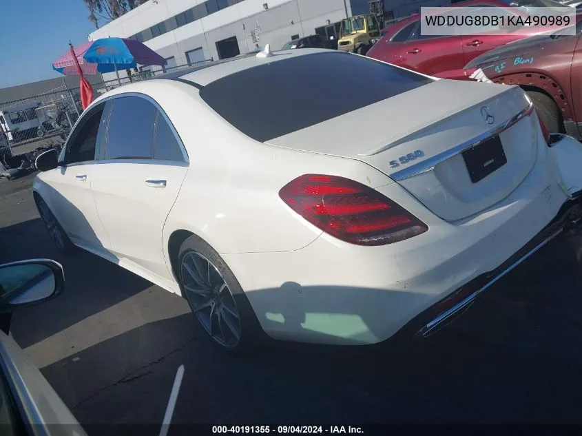 2019 Mercedes-Benz S 560 VIN: WDDUG8DB1KA490989 Lot: 40191355