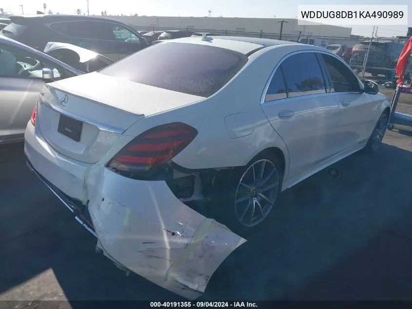 2019 Mercedes-Benz S 560 VIN: WDDUG8DB1KA490989 Lot: 40191355