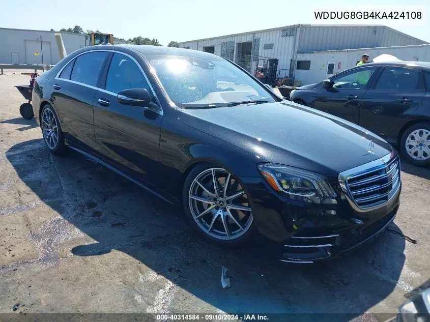 2019 Mercedes-Benz S 560 4Matic VIN: WDDUG8GB4KA424108 Lot: 40314584