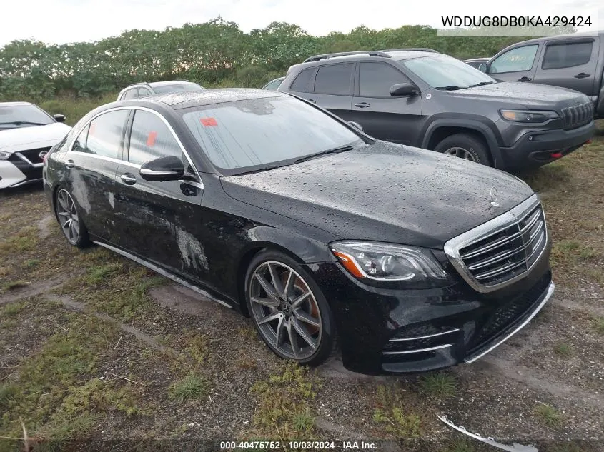 2019 Mercedes-Benz S 560 VIN: WDDUG8DB0KA429424 Lot: 40475752