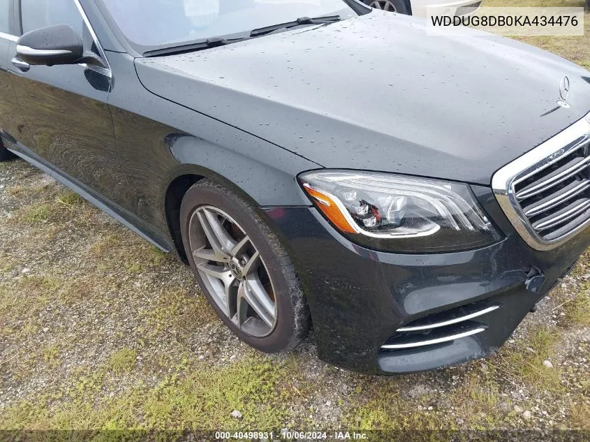 2019 Mercedes-Benz S 560 VIN: WDDUG8DB0KA434476 Lot: 40498931