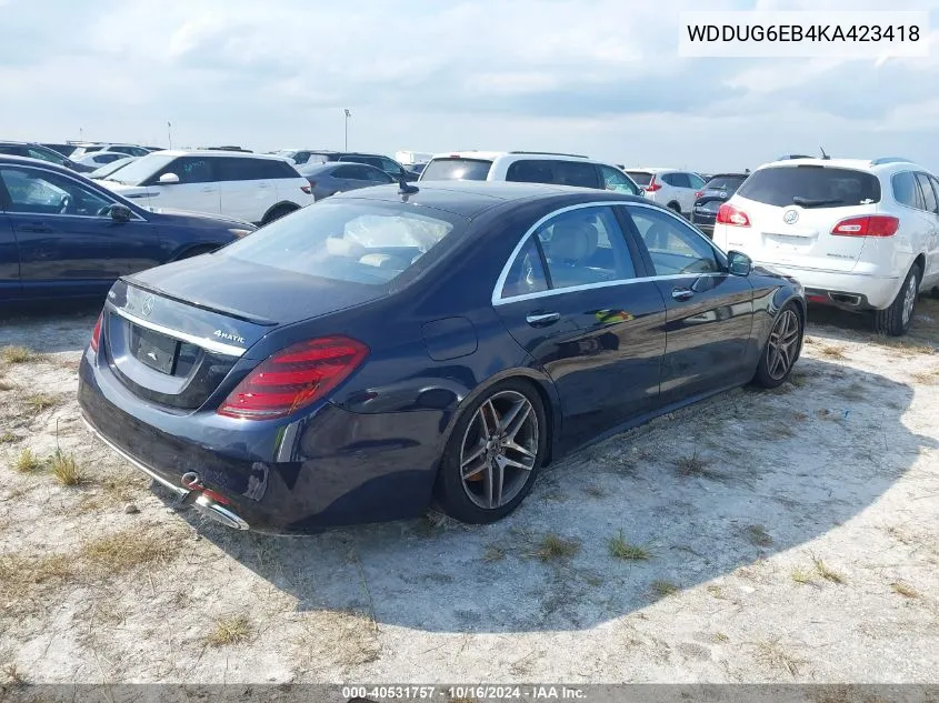 2019 Mercedes-Benz S 450 4Matic VIN: WDDUG6EB4KA423418 Lot: 40531757