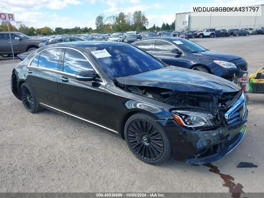 2019 Mercedes-Benz S 560 4Matic VIN: WDDUG8GB0KA431797 Lot: 40536696