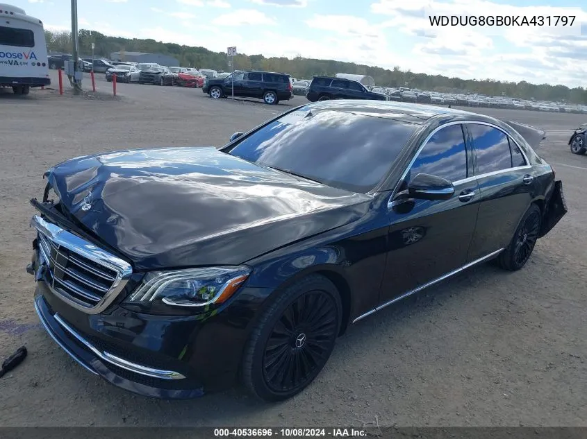 2019 Mercedes-Benz S 560 4Matic VIN: WDDUG8GB0KA431797 Lot: 40536696