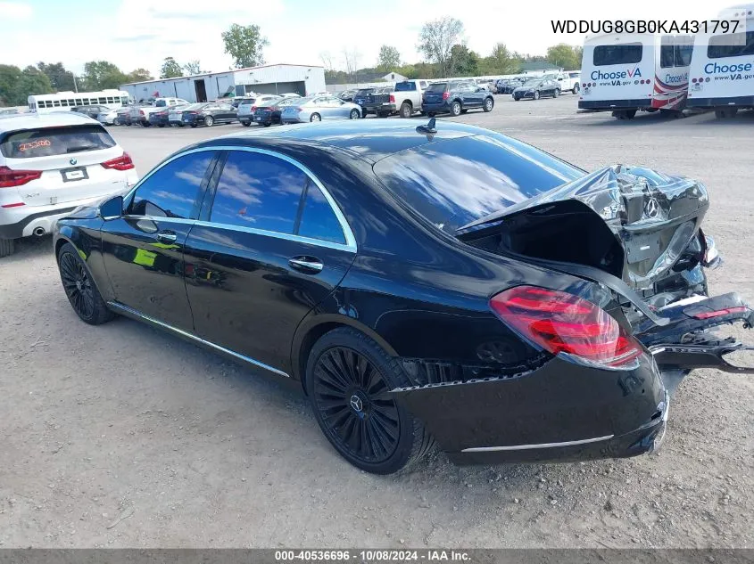 2019 Mercedes-Benz S 560 4Matic VIN: WDDUG8GB0KA431797 Lot: 40536696