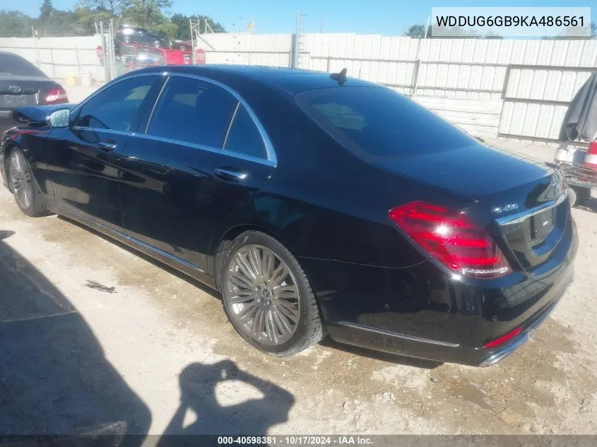 2019 Mercedes-Benz S 450 450 VIN: WDDUG6GB9KA486561 Lot: 40598381