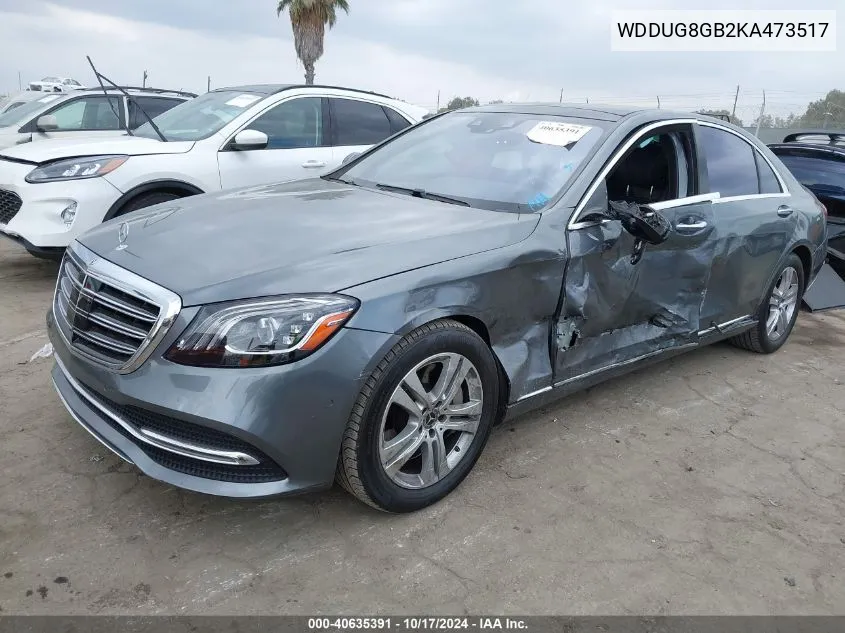 2019 Mercedes-Benz S 560 4Matic VIN: WDDUG8GB2KA473517 Lot: 40635391