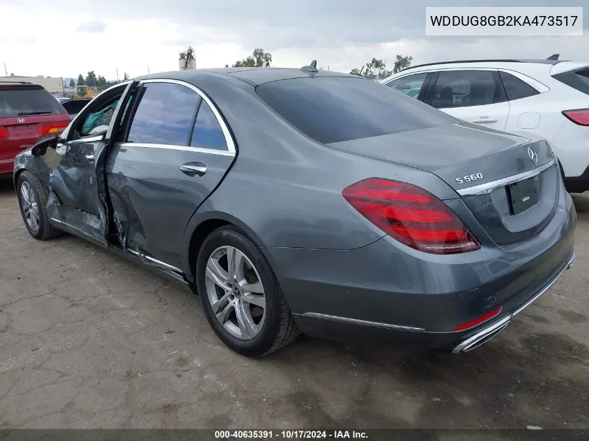 2019 Mercedes-Benz S 560 4Matic VIN: WDDUG8GB2KA473517 Lot: 40635391