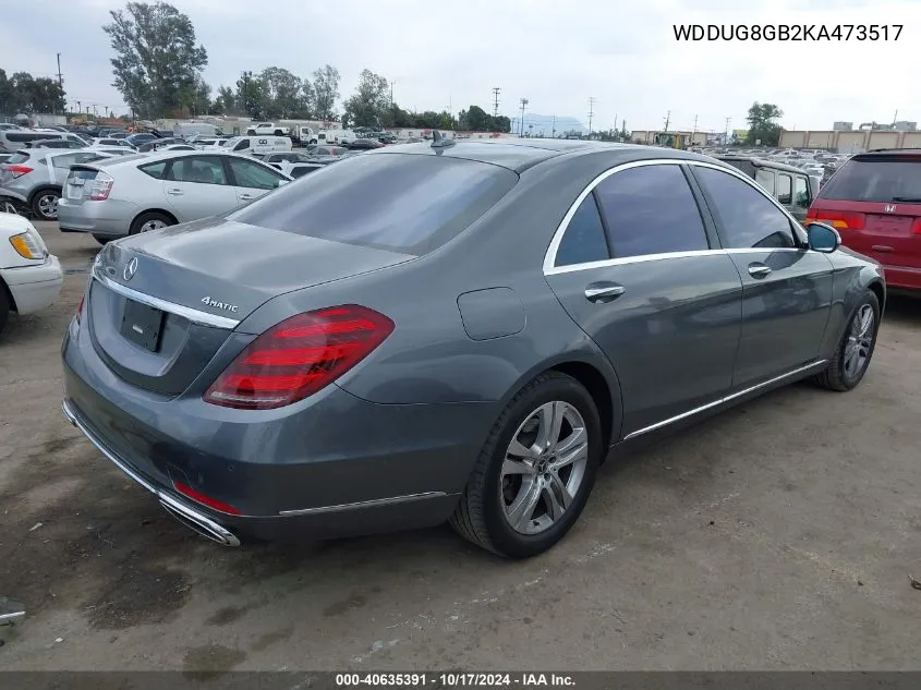 2019 Mercedes-Benz S 560 4Matic VIN: WDDUG8GB2KA473517 Lot: 40635391