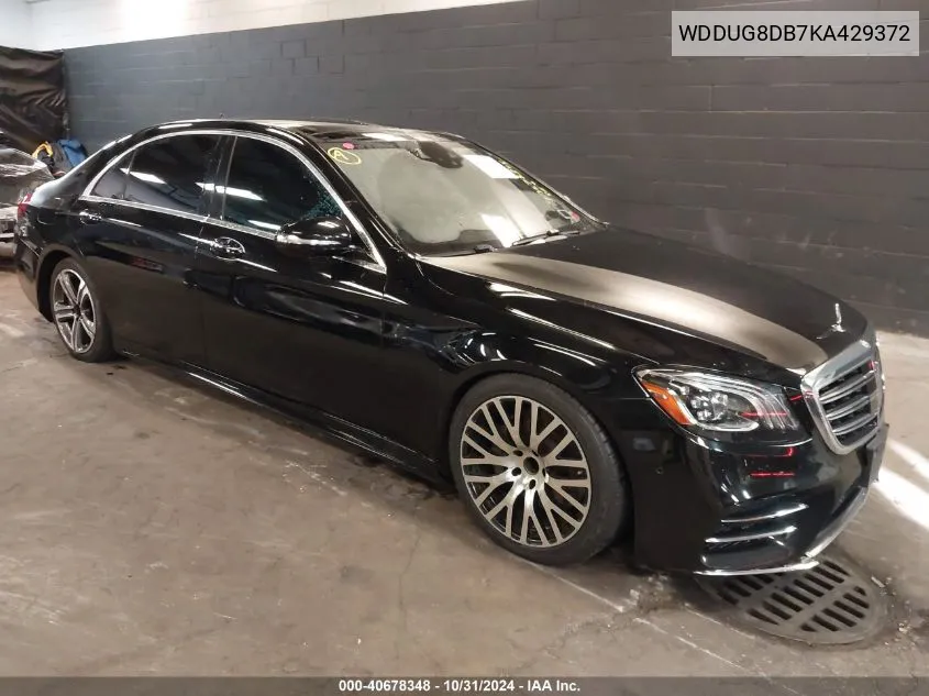 2019 Mercedes-Benz S 560 VIN: WDDUG8DB7KA429372 Lot: 40678348