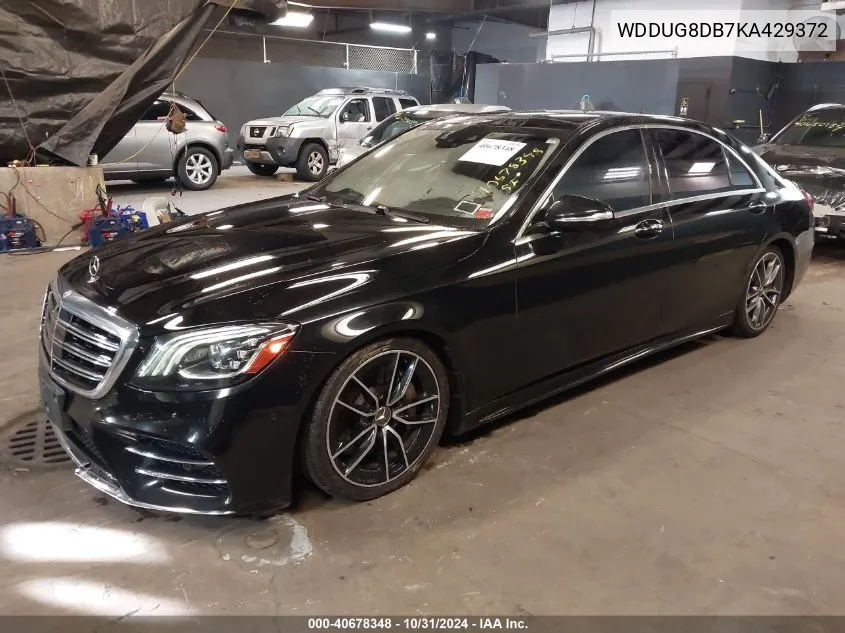 2019 Mercedes-Benz S 560 VIN: WDDUG8DB7KA429372 Lot: 40678348