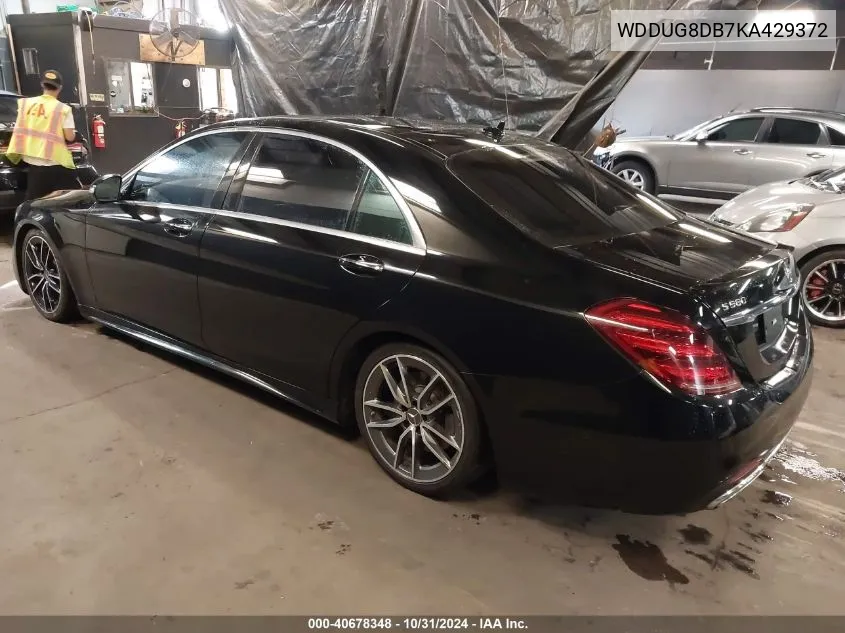 2019 Mercedes-Benz S 560 VIN: WDDUG8DB7KA429372 Lot: 40678348