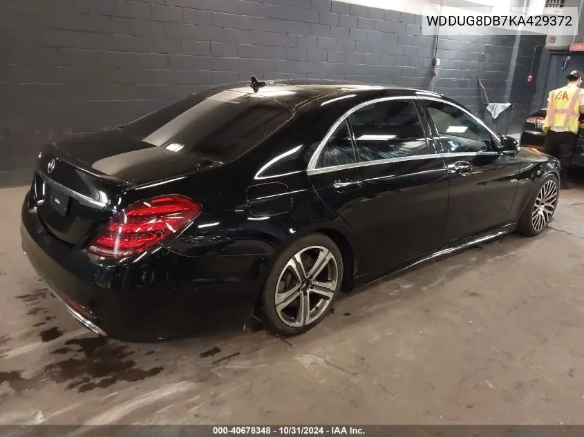 2019 Mercedes-Benz S 560 VIN: WDDUG8DB7KA429372 Lot: 40678348