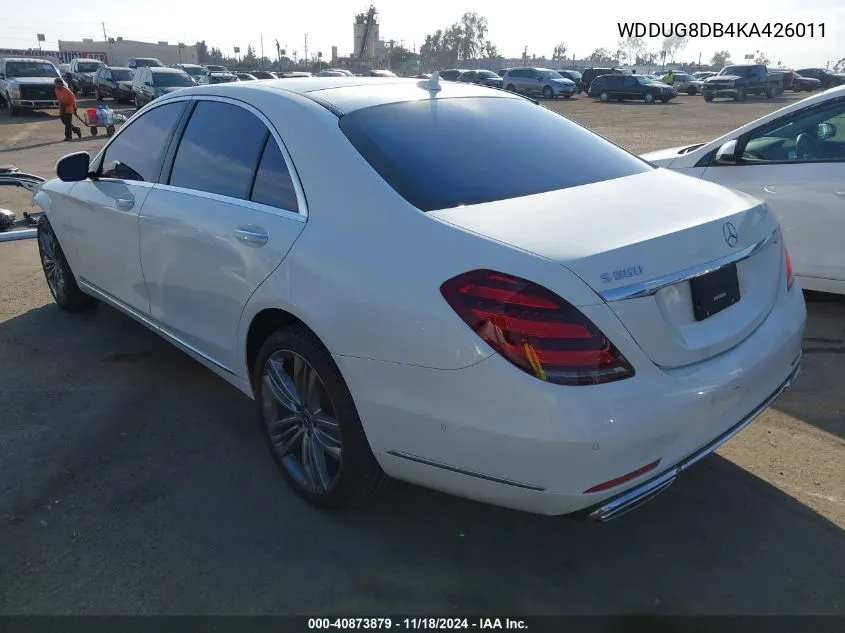 2019 Mercedes-Benz S 560 VIN: WDDUG8DB4KA426011 Lot: 40873879