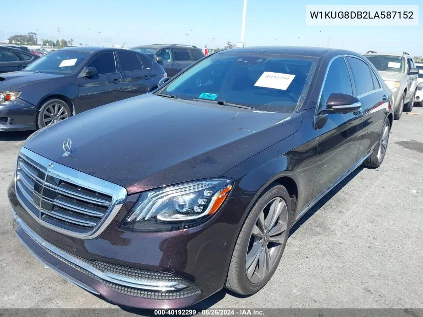 2020 Mercedes-Benz S 560 VIN: W1KUG8DB2LA587152 Lot: 40192299