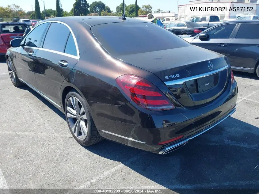 2020 Mercedes-Benz S 560 VIN: W1KUG8DB2LA587152 Lot: 40192299