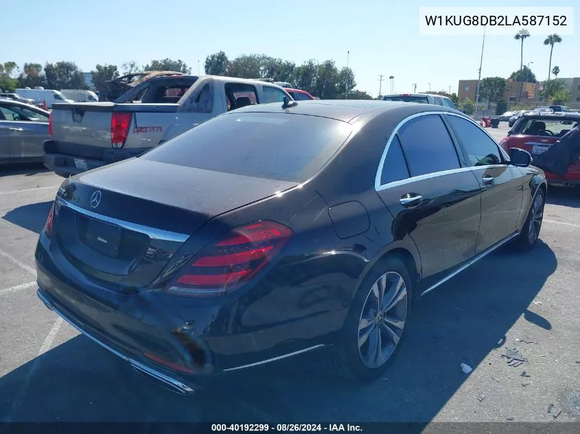 2020 Mercedes-Benz S 560 VIN: W1KUG8DB2LA587152 Lot: 40192299