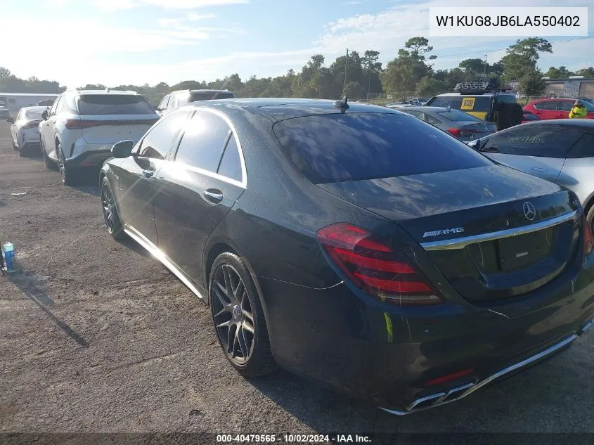 2020 Mercedes-Benz Amg S 63 4Matic VIN: W1KUG8JB6LA550402 Lot: 40479565