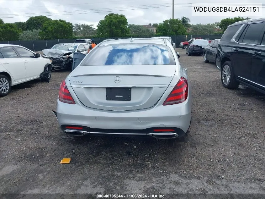 2020 Mercedes-Benz S 560 VIN: WDDUG8DB4LA524151 Lot: 40795244