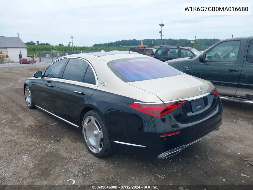 2021 Mercedes-Benz S 580 4Matic VIN: W1K6G7GB0MA016680 Lot: 39846900