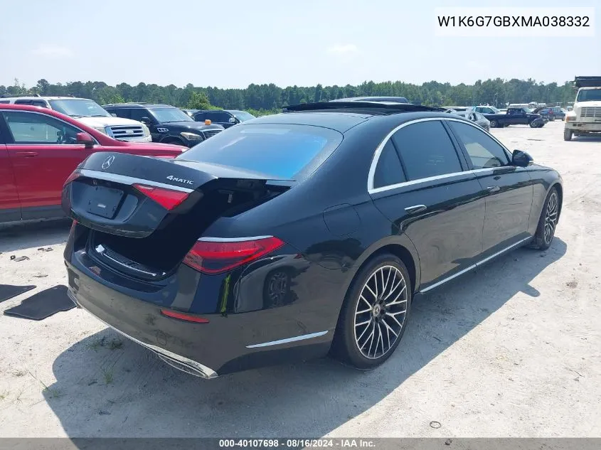 2021 Mercedes-Benz S 580 4Matic VIN: W1K6G7GBXMA038332 Lot: 40107698