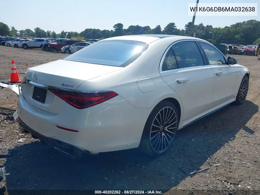 2021 Mercedes-Benz S 500 4Matic VIN: W1K6G6DB6MA032638 Lot: 40202262