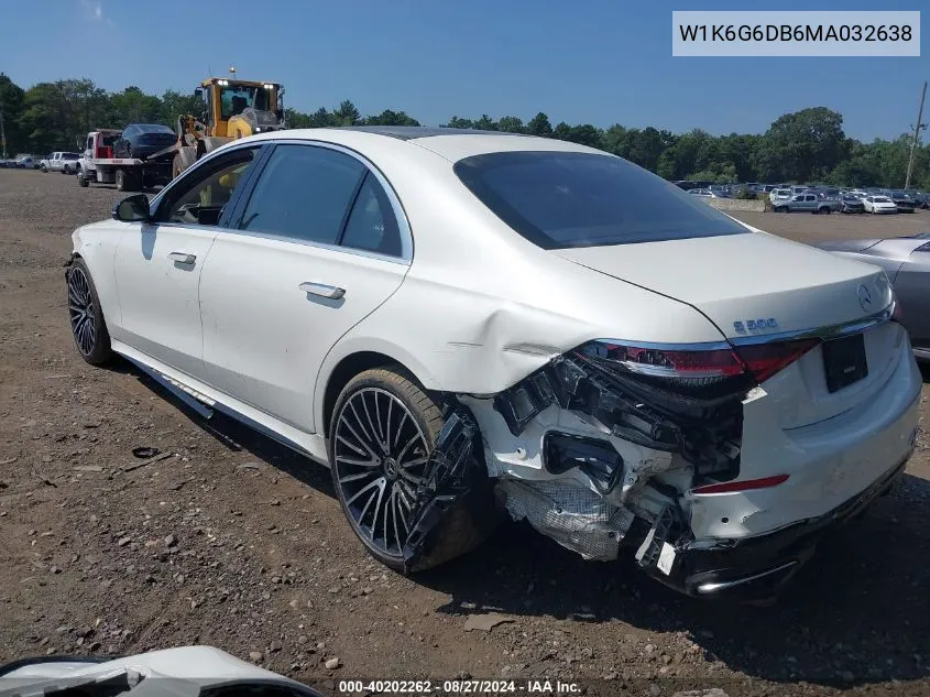 2021 Mercedes-Benz S 500 4Matic VIN: W1K6G6DB6MA032638 Lot: 40202262