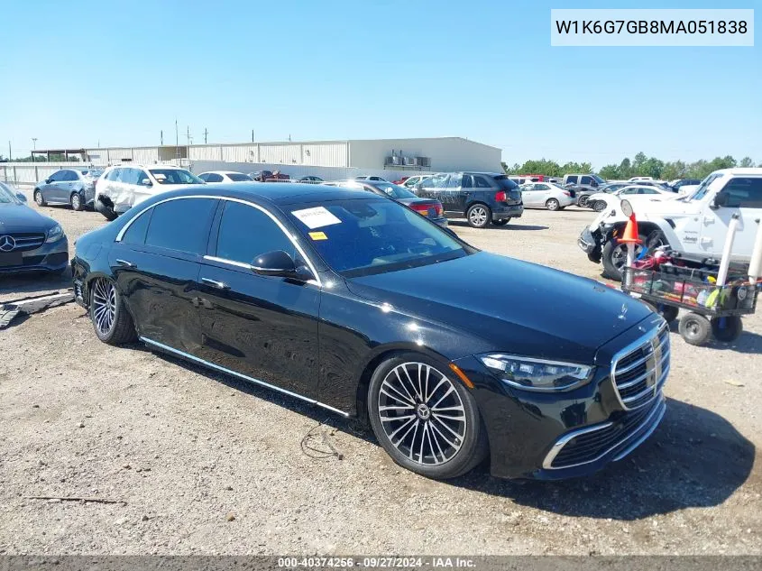 2021 Mercedes-Benz S 580 4Matic VIN: W1K6G7GB8MA051838 Lot: 40374256