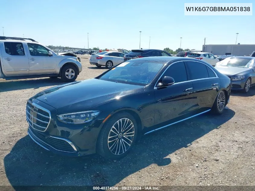 2021 Mercedes-Benz S 580 4Matic VIN: W1K6G7GB8MA051838 Lot: 40374256