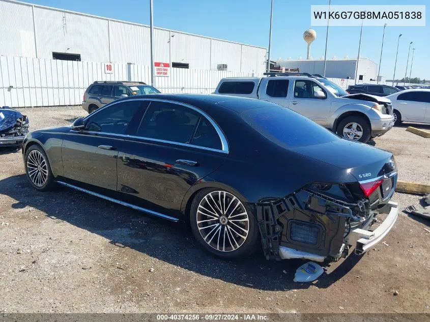 2021 Mercedes-Benz S 580 4Matic VIN: W1K6G7GB8MA051838 Lot: 40374256