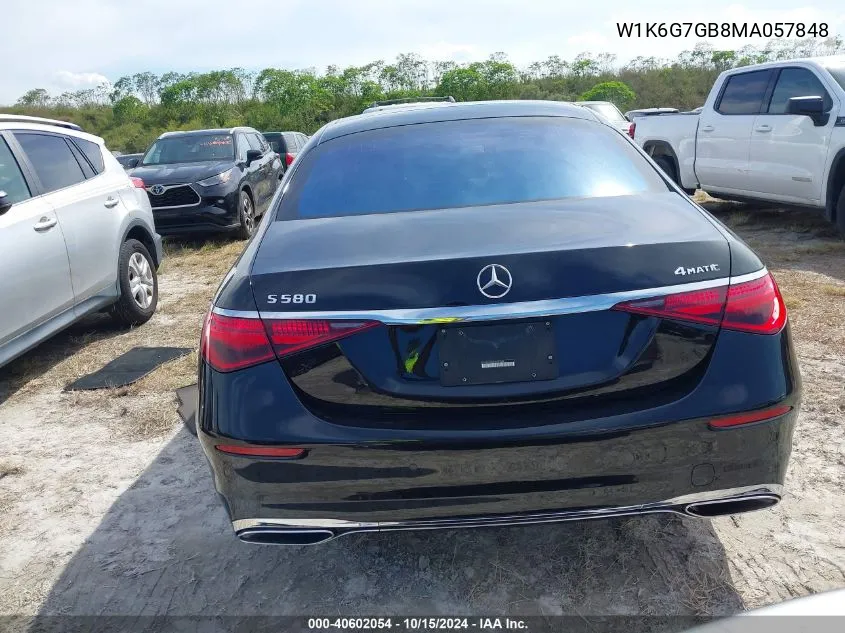 2021 Mercedes-Benz S 580 4Matic VIN: W1K6G7GB8MA057848 Lot: 40602054