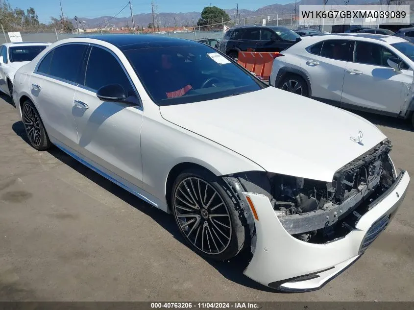 2021 Mercedes-Benz S 580 4Matic VIN: W1K6G7GBXMA039089 Lot: 40763206