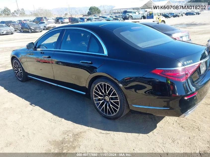 2021 Mercedes-Benz S 580 4Matic VIN: W1K6G7GB7MA018202 Lot: 40777660