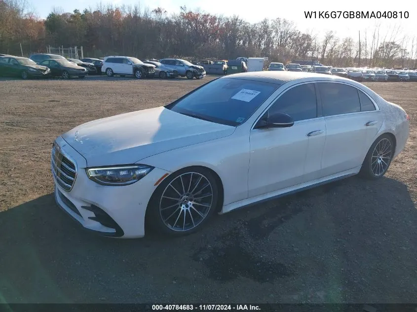 2021 Mercedes-Benz S 580 4Matic VIN: W1K6G7GB8MA040810 Lot: 40784683