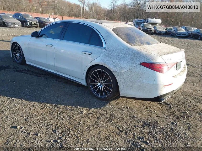 2021 Mercedes-Benz S 580 4Matic VIN: W1K6G7GB8MA040810 Lot: 40784683