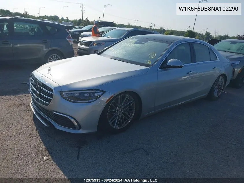 2022 Mercedes-Benz S-Class VIN: W1K6F6DB8NA102290 Lot: 12075913