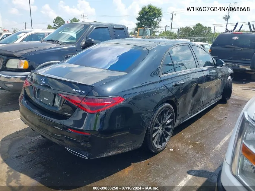 2022 Mercedes-Benz S 580 4Matic VIN: W1K6G7GB4NA068668 Lot: 39838250