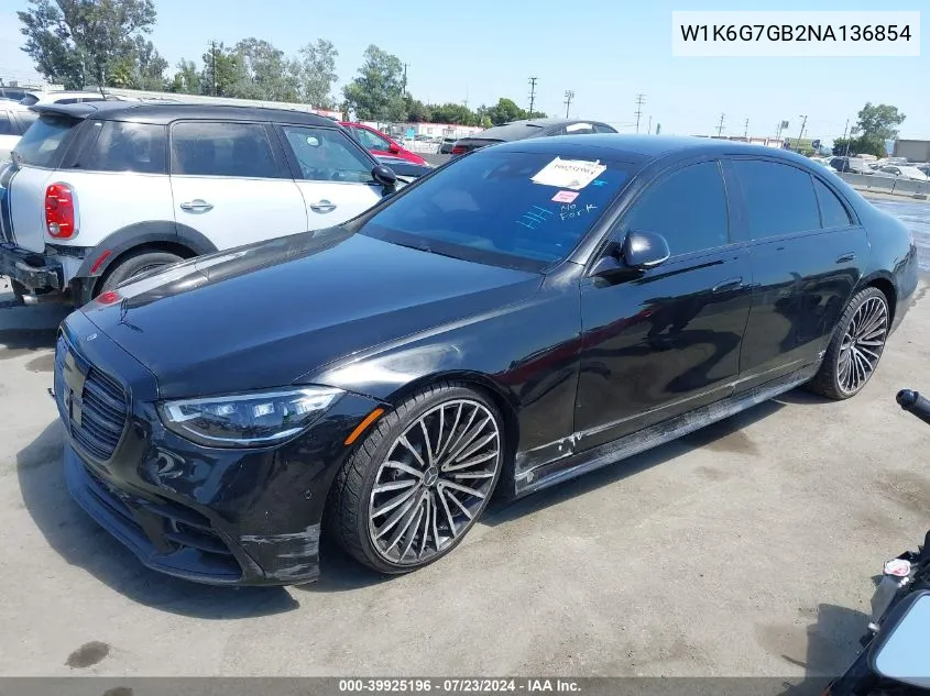 2022 Mercedes-Benz S 580 4Matic VIN: W1K6G7GB2NA136854 Lot: 39925196