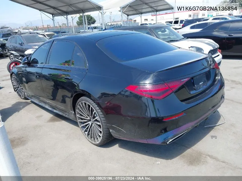 2022 Mercedes-Benz S 580 4Matic VIN: W1K6G7GB2NA136854 Lot: 39925196