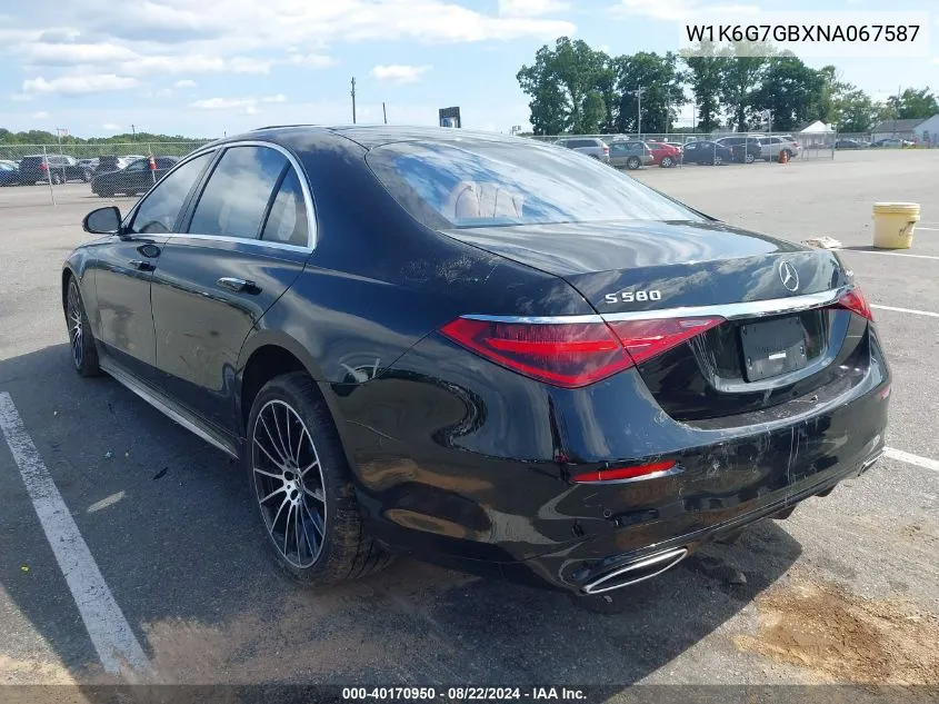 2022 Mercedes-Benz S 580 4Matic VIN: W1K6G7GBXNA067587 Lot: 40170950