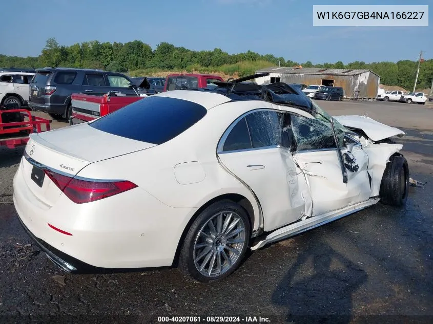 2022 Mercedes-Benz S 580 4Matic VIN: W1K6G7GB4NA166227 Lot: 40207061