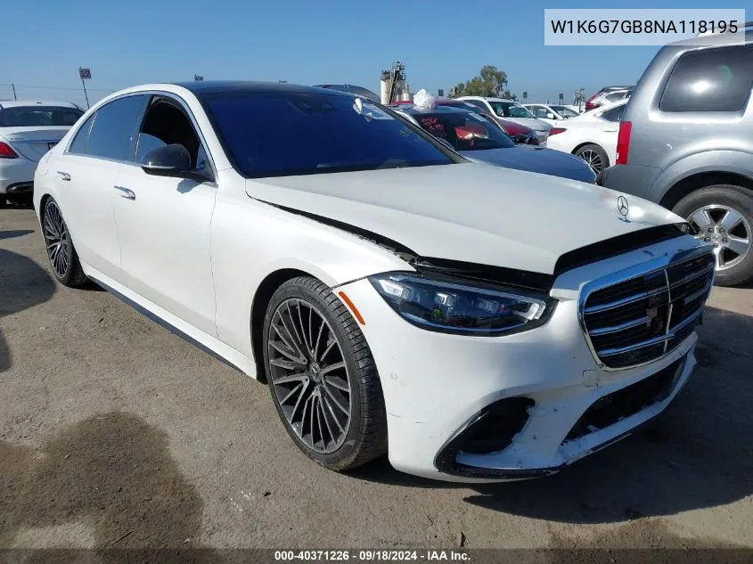 2022 Mercedes-Benz S 580 4Matic VIN: W1K6G7GB8NA118195 Lot: 40371226