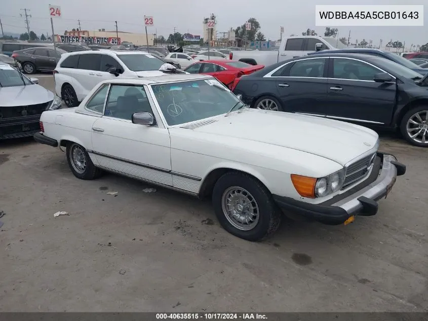 1982 Mercedes-Benz 380 Sl VIN: WDBBA45A5CB01643 Lot: 40635515