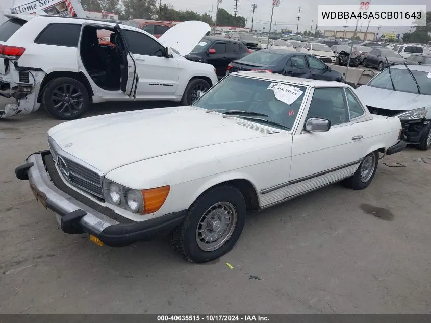 1982 Mercedes-Benz 380 Sl VIN: WDBBA45A5CB01643 Lot: 40635515