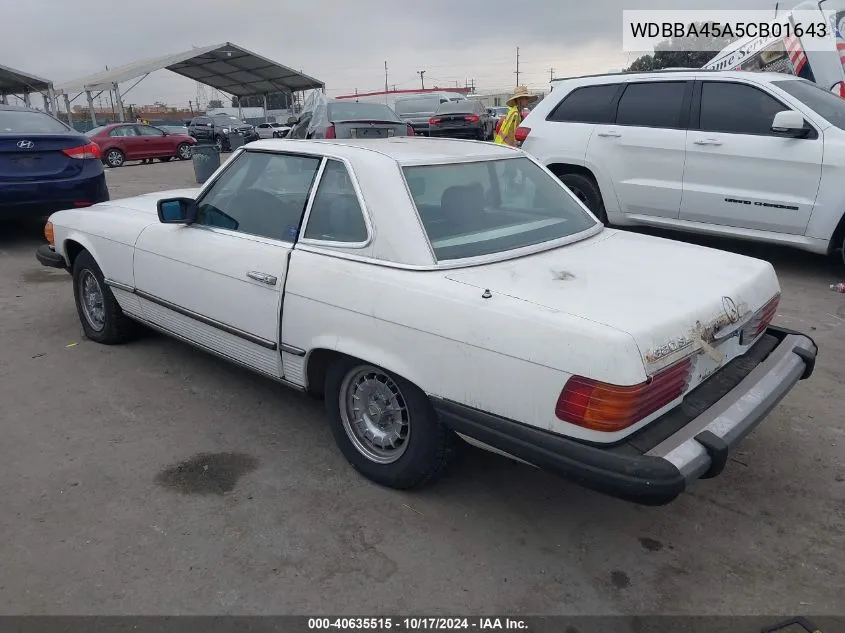 1982 Mercedes-Benz 380 Sl VIN: WDBBA45A5CB01643 Lot: 40635515