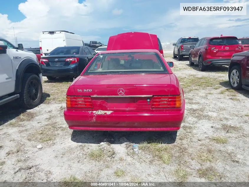 1994 Mercedes-Benz Sl 320 VIN: WDBFA63E5RF093947 Lot: 40491041