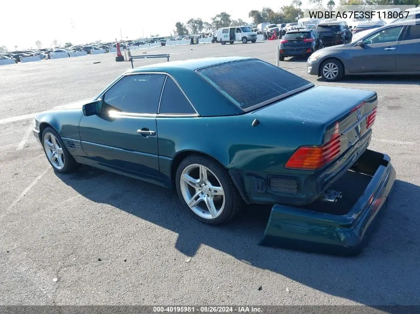 1995 Mercedes-Benz Sl 500 VIN: WDBFA67E3SF118067 Lot: 40195981