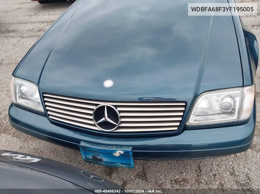 2000 Mercedes-Benz Sl 500 VIN: WDBFA68F3YF195005 Lot: 40486342